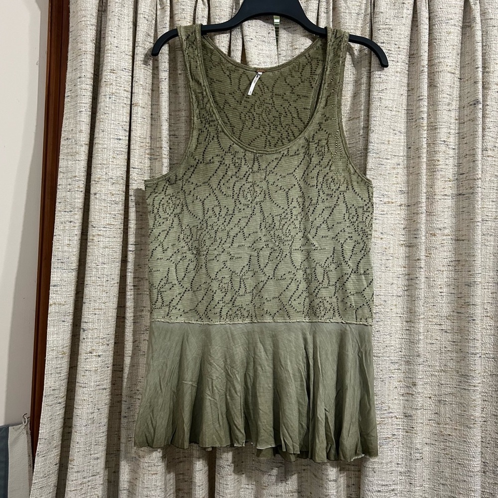 Free People Rally Perforated Peplum Tank Top